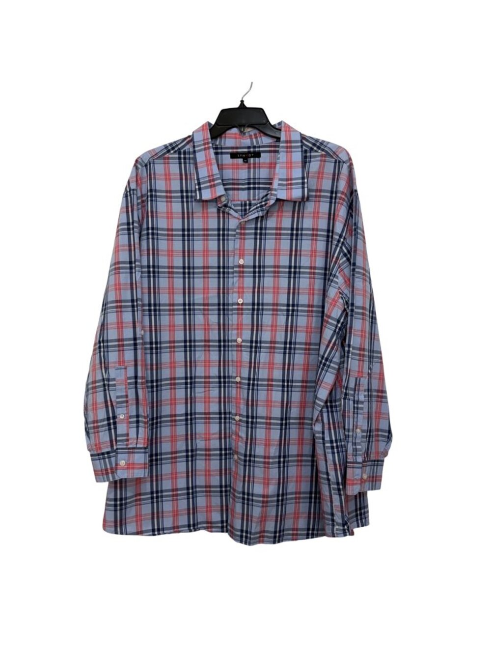 Synrgy Mens Plaid Button-Up Shirt 4XL Red/Blue 100% Cotton Long Sleeve